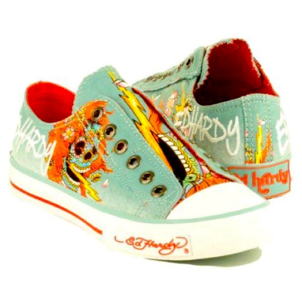 ED HARDY Lowrise Womens Canvas Top Sneaker Shoes